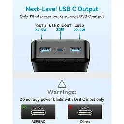 Портативний зарядний пристрій AsperX 20000 mAh 22,5W - мініатюра 5