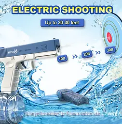 Електричний водяний пістолет високого тиску для дітей і дорослих Glock Water Gun синій - мініатюра 6