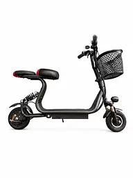 Дитячий електросамокат 500W 16Ah 8" з кошиком та сидінням чорний