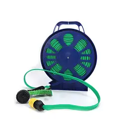 Гнучкий садовий шланг поливний з котушкою 15 м Garden Hose з пістолетом розпилювачем 7 режимів, зелений з синім (7028299354) - мініатюра 4