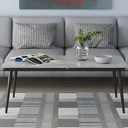 Стіл журнальний трансформер Dandi Small Ferrum-decor 45x120(160)x60 Чорний метал ДСП Бетон 16 мм (FRD-106785)