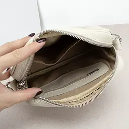 Сумка жіноча шкіряна через плече Handycover S406 бежева через плече маленька - мініатюра 4