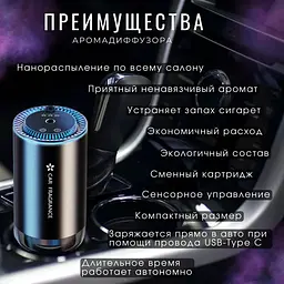 Аромадифузор для авто з розпиленням RGB Червоне, Синє, Зелене небо (з ароматизатором 50 мл Океан) - мініатюра 4
