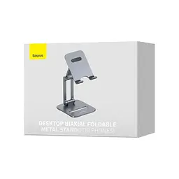 Настільна підставка для телефону та планшету Baseus Desktop Biaxial Foldable Metal Stand LUSZ000013 Grey - мініатюра 3