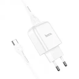 Мережевий зарядний пристрій Hoco N2 Vigour з 1 USB/2.1 A з гнучким кабелем Type-C Білий - мініатюра 2