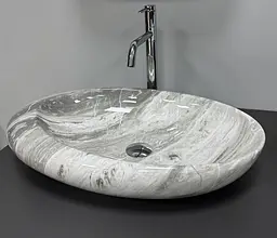 Умивальник VBI Vicenza M накладний 58x36 см grey stone glossy VBI-014806 - мініатюра 4