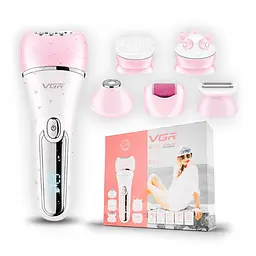 Епілятор VGR 6 в 1 V-733 PINK, 12 насадок, IPX7, LED display, Box - мініатюра 2