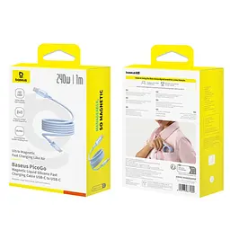 Дата кабель Baseus PicoGo Magnetic Liquid Silicone Type-C to Type-C 240W (1m) (P10376800) Galaxy Blue - мініатюра 5