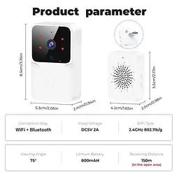 Дзвінок дверний розумний з відеодомофоном та Wi-Fi камерою Білий - мініатюра 4