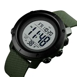 Наручний годинник чоловічий Skmei 1426 Army Green - White ABS, 1426AGWT (12286) - мініатюра 3