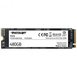 Накопичувач SSD M.2 Patriot P310 480GB NVMe 2280 PCIe 3.0x4 3D NAND TLC (P310P480GM28)