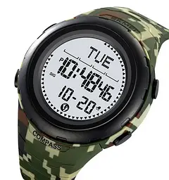 Годинник чоловічий наручний спортивний Skmei 2166 Compass з компасом і крокоміром (Камуфляж з білим) - мініатюра 2