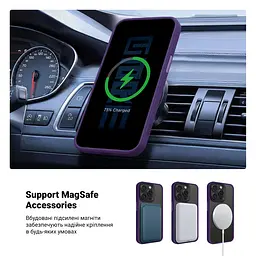 Чехол для Apple iPhone 15 Pro, Uniq MagCase, фиолетовый, противоударный, панель-накладка с MagSafe, ударопрочный TPU+PC, с магнитом MagSafe, поддержка полноценной беспроводной зарядки, ArmorStandart (ARM75311) - мініатюра 4