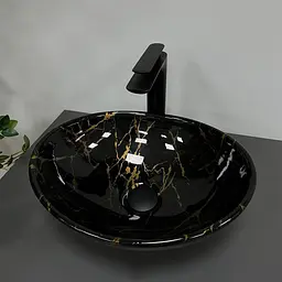 Умивальник VBI Parma marble black накладний VBI-011004, Чорний - мініатюра 3