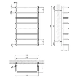 Сушарка для рушників водяна Kroner KRP Stil WT900x500-8 (CV036316) - мініатюра 5