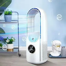 Безлопатевий вентилятор з зволожувачем і підсвіткою Smart Air Multiplier LY-939 • Настільний акумуляторний вентилятор 3-в-1