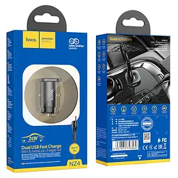 Комплект для авто - зарядний і кабель Type-C - HOCO NZ4 Wise road dual port car charger set чорний - мініатюра 6
