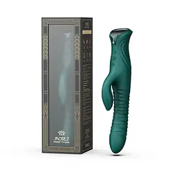 Смарт пульсатор-кролик з вібрацією Zalo Mose 2 Turquoise Green, підігрів до 42 °C, кристал Swarovski - мініатюра 12