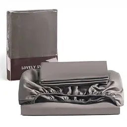 Набір Lovely Svi 3 шт: простирадло на резинці 160 х 200 + 30 см і 2 наволочки 50х70 сатин люкс 300ТС (135г/м2) Brown (570326)