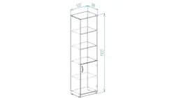 Пенал Анжело Ferrum-decor на 4 полиці з 1 дверима 1900x500x380 ДСП Дуб Сан-Марино 16 мм (FRD-104949) - мініатюра 4