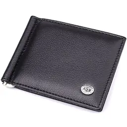 Чоловічий гаманець із металевим затискачем з натуральної шкіри ST Leather 23092 чорний