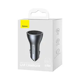 Автомобільний зарядний пристрій Baseus золотистийen Contactor Triple Fast Charger 65W 2xUSB-C/USB-A Dark сірий - мініатюра 5
