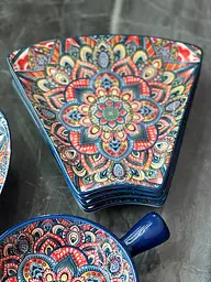 Блюдо-сегмент кераміка 22.5x19x9.3 см Мальоване чорне - мініатюра 2