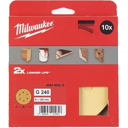Папір шліфувальний HP MILWAUKEE діаметр 150мм/6 HL, зерно 240, (10шт)