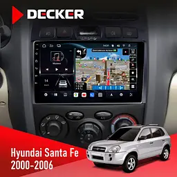 Штатна магнітола Hyundai Santa Fe 2000-2006 Decker D9-011 4x64, DSP, 4G, 360 Decker (НФ-00005767)