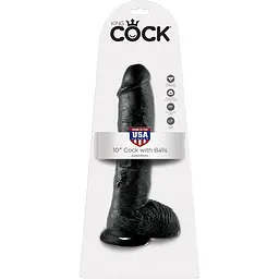Фалоімітатор King Cock With Balls 10" 27 см чорний