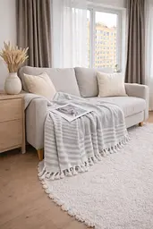 Плед-покривало Cotton TURComFor бавовна сірий євро 200х220 см TC303375966 - мініатюра 2