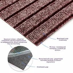 Самоклеюча плитка Sticker Wall під ковролін мокко 600х600х4 5мм SW-00002489 - мініатюра 2