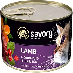Вологий корм Savory для стерилізованих котів з ягням 200 г