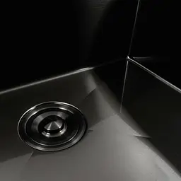 Кухонна мийка Platinum Handmade PVD 60x50 чорна з підставкою для ножів + сифон, дозатор та кошик, Нержавіюча сталь - мініатюра 8
