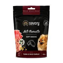 М'які ласощі для собак Savory з антипаразитарним ефектом 200 г (тунець та дикий часник) - мініатюра 2