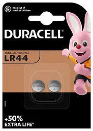 Лужна батарейка типу "таблетка" Duracell LR44 1.5V (76A / A76 / V13GA) 2 штуки в упаковці (6409648) - мініатюра 2