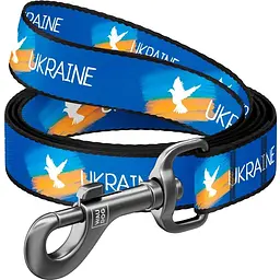Повідець для собак Waudog Nylon Прапор, нейлоновий, L-XXL, 122х2,5 см, блакитний