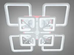 Стельова LED-люстра Diasha 8157/4+4WH 190W, 60×60×12 см, 3 кольори світла, диммер, пульт - мініатюра 3