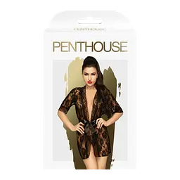 Комплект пеньюар з декором у вигляді троянд і стрінгів Penthouse Sweet Retreat, S/L - мініатюра 2