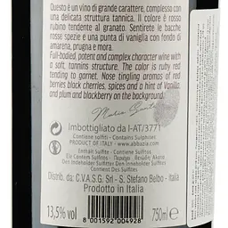 Вино Abbazia Bane, червоне, сухе, 13,5%, 0,75 л - мініатюра 3