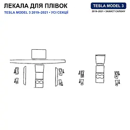 Набір Плівок захисних для салону Tesla Model 3 2017-2021 TPH (Кансолі Дисплея Ручок) - мініатюра 2