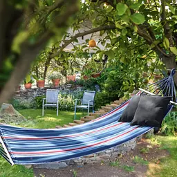 Гамак гавайський Jumi Garden тканинний з планкою синій із червоним - мініатюра 8