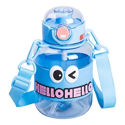 Дитяча пляшка для води HELLO-HELLO 680 мл з ремінцем, блакитний Yiwu HP-14-46BL - мініатюра 5