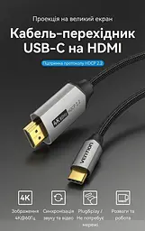 Кабель Vention HDMI-Type-C V 2.0 2 м (CRBBH) - мініатюра 12