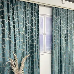 Жакардові штори бірюзового кольору з вензелем на тасьмі 2шт. 150х270 ALBO pbe0052395 - мініатюра 7