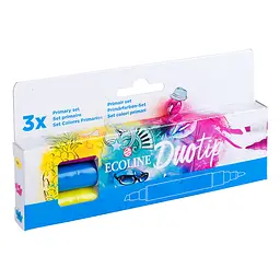 Набір маркерів акварельних двосторонніх Royal Talens ECOLINE DUO TIP PRIMARY 3шт - мініатюра 4