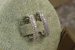 Сережки Xuping Jewelry три доріжки з фіанітів 1.9 см сріблясті