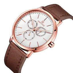 Чоловічий годинник Naviforce Business Leather Gold NF3001
