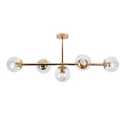 Люстра стельова Levistella 7529906-5 GOLD+CL, 5 плафонів, металевий корпус, сучасний стиль