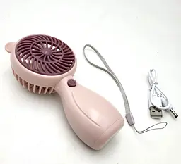 Вентилятор акумуляторний міні з ручкою USB діаметр 6см висота 13см Handy Mini Fan JX-998 рожевий - мініатюра 4